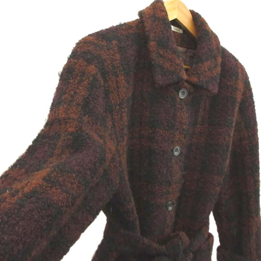 アクアスキュータム 長袖 コート レディース ブラウン チェック アクアスキュータム AQUASCUTUM コート ウール M 茶 ブラウン チェック