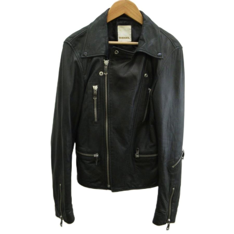 DIESEL（ディーゼル） レザージャケット S 黒 ブラック 長袖 ダブル 