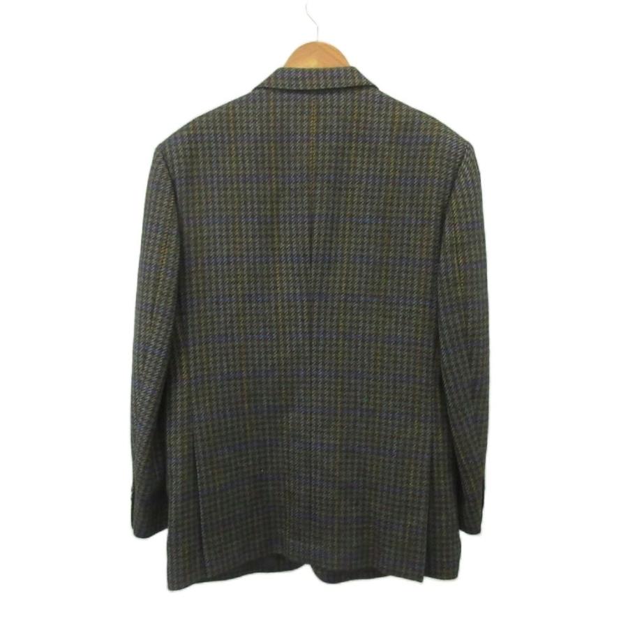ランバン LANVIN テーラードジャケット ウール 48 ダークグリーン 千鳥 