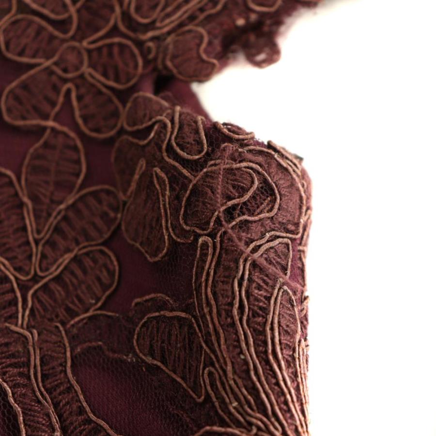 レディース TADASHI SHOJI 総レース ひざ丈ワンピース ボルドー 赤茶