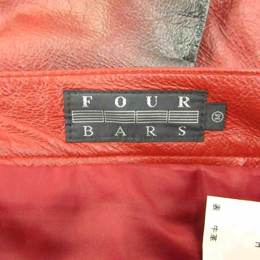 フォーバーズ FOUR BARS レザーパンツ M 赤 レッド フルレングス /NP 