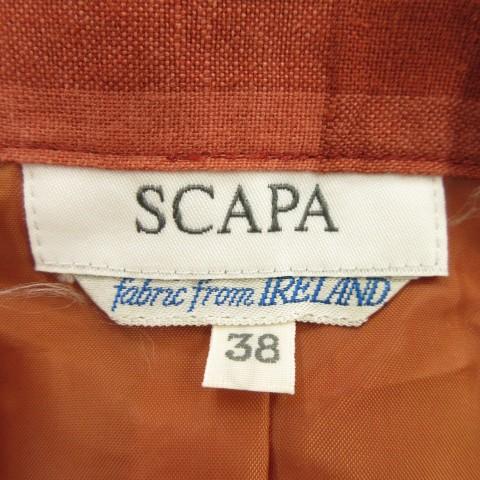 スキャパ SCAPA スカート 麻 リネン 38 赤 レッド チェック柄 ロング丈
