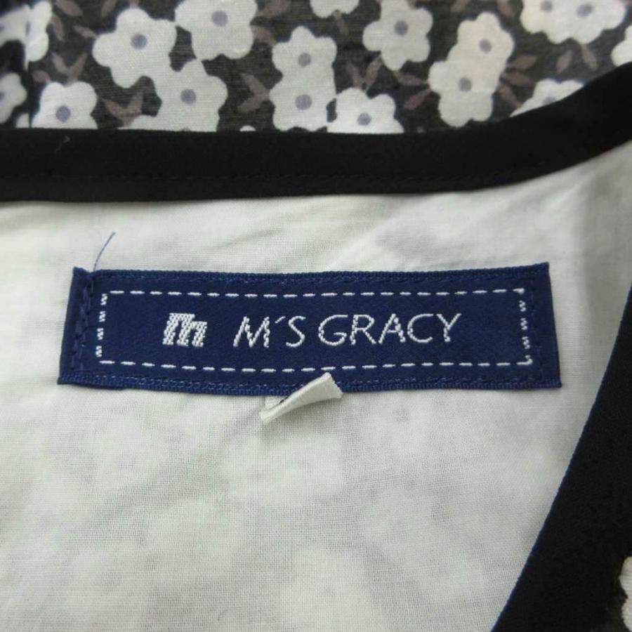エムズグレイシー M'S GRACY ワンピース 38 黒 ブラック 白 ホワイト