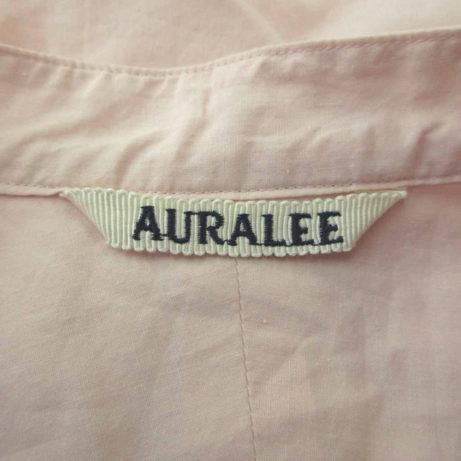 オーラリー AURALEE シャツ 1 ピンク バンドカラー プルオーバー 五分
