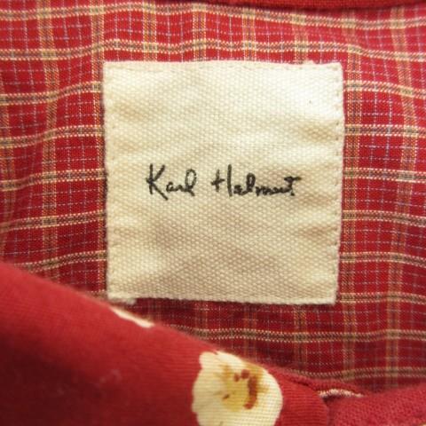 カールヘルム Karl Helmut シャツ 赤 レッド パッチワーク柄 花柄 長袖