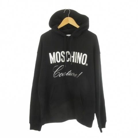 未使用品 モスキーノ MOSCHINO COUTURE！ プルパーカー 黒 ブラック 