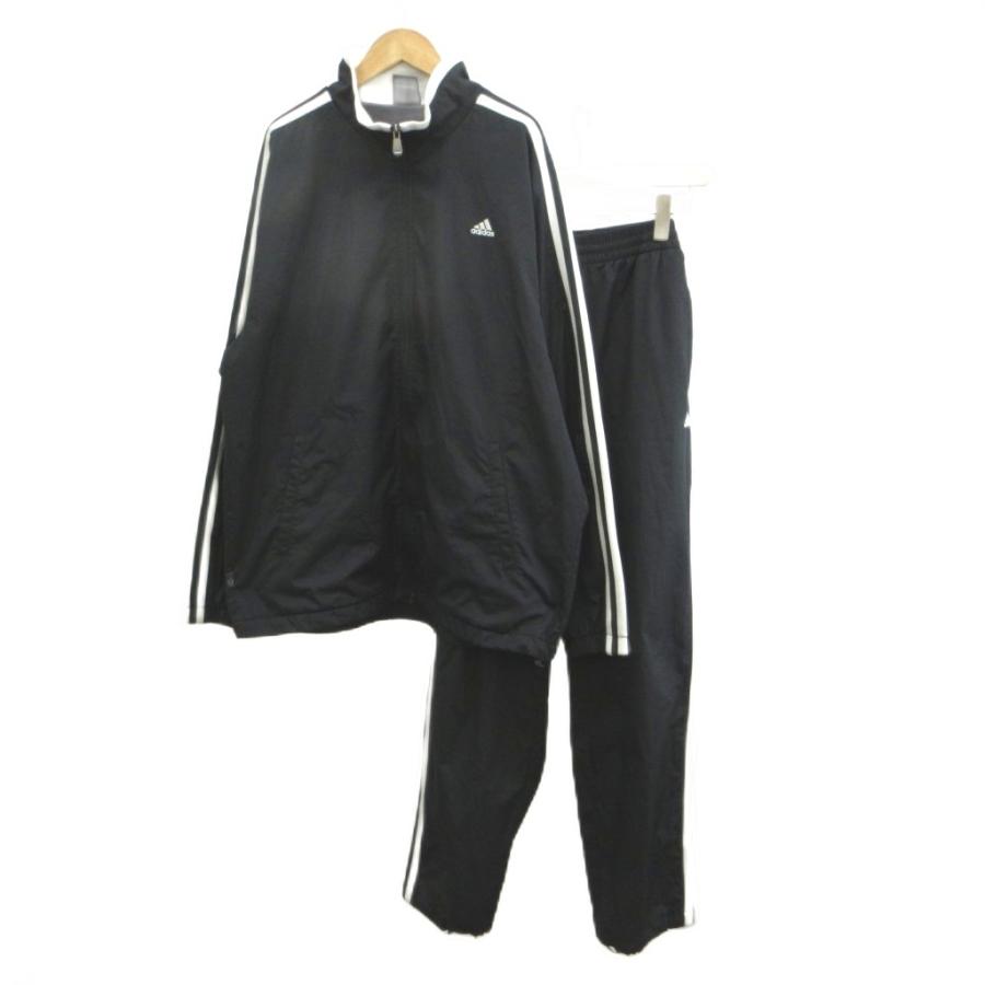 アディダス　ジャージ上下セットアップ　ブラック／シルバー　サイズXO adidas（アディダス） セットアップ ジャージ 上下2点セット XO 黒