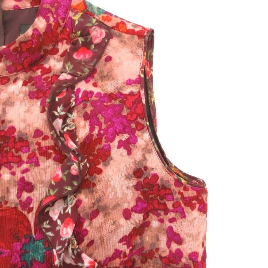 ANNA SUI（アナスイ） ワンピース ノースリーブ 花がら フリル ミモレ