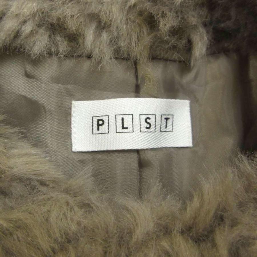 プラステ PLST ファーコート S ベージュ 無地 長袖 ノーカラー /NP 