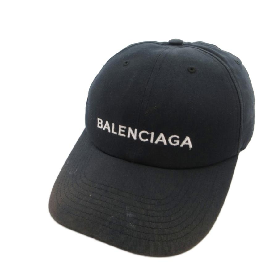 BALENCIAGA（バレンシアガ） 帽子 キャップ ロゴ 刺繍 コットン 紺