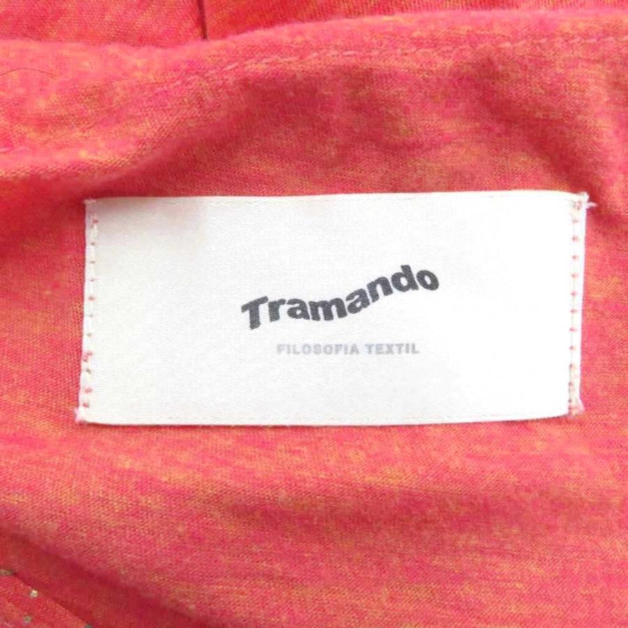 トラマンド TRAMANDO ワンピース ひざ丈 オレンジ 幾何学模様 ラウンド 