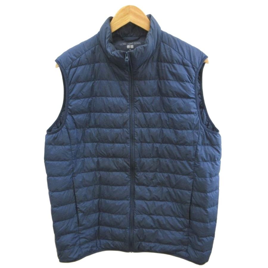 ユニクロ（UNIQLO） ダウンベスト XL 紺 ネイビー 無地 ノースリーブ
