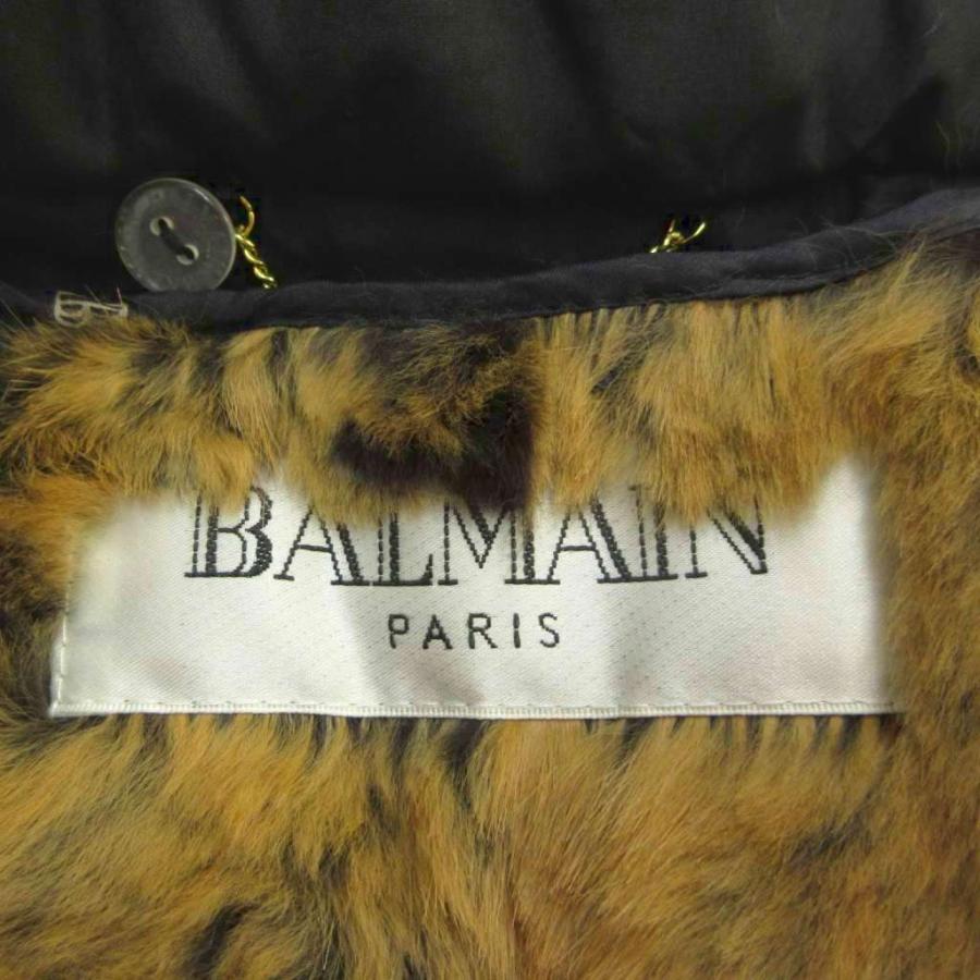 バルマン BALMAIN ダウンジャケット 上着 絹 シルク M 黒 ブラック 