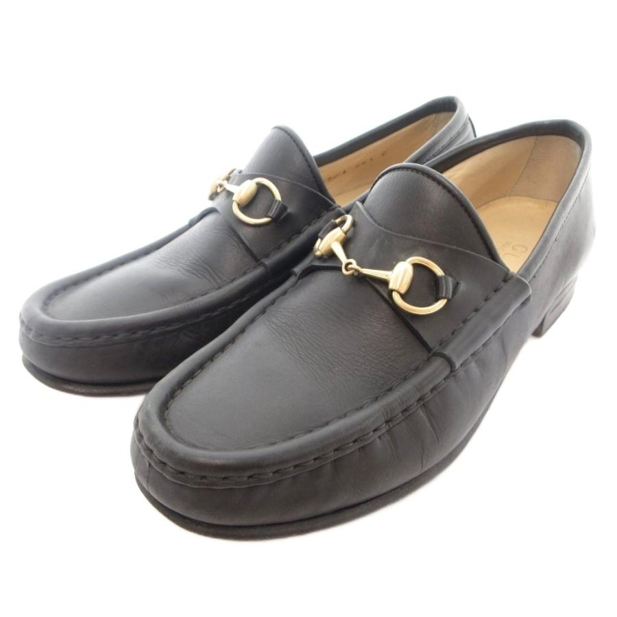 GUCCI（グッチ） ホースビットローファー シューズ 黒革 ゴールド金具