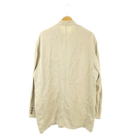 パパス Papas ジャケット リネン 麻 L ベージュ スタンドカラー 長袖