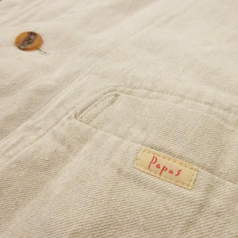 パパス Papas ジャケット リネン 麻 L ベージュ スタンドカラー 長袖