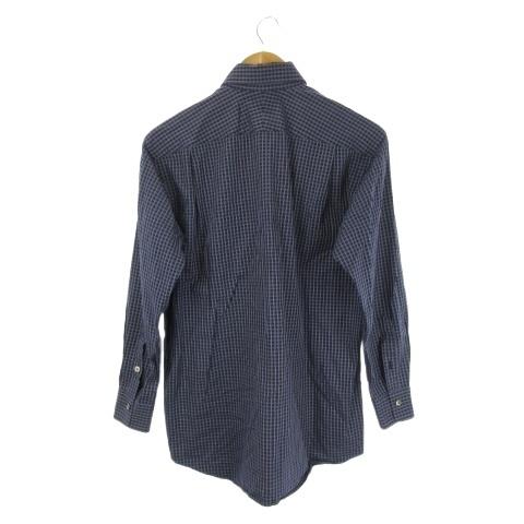 バーバリー ロンドン BURBERRY LONDON シャツ M 紺 ネイビー チェック