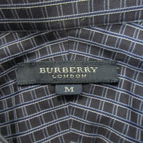 バーバリー ロンドン BURBERRY LONDON シャツ M 紺 ネイビー チェック