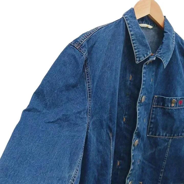 パパス Papas デニムカバーオール デニムジャケット ワンポイントロゴ