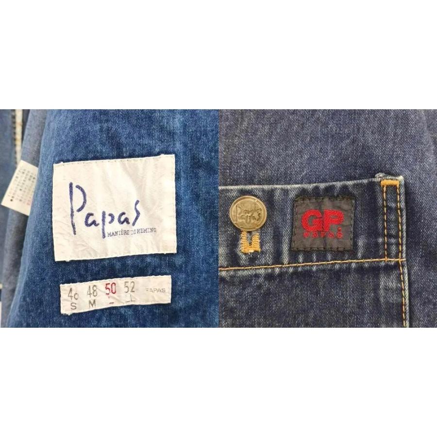 パパス Papas デニムカバーオール デニムジャケット ワンポイントロゴ