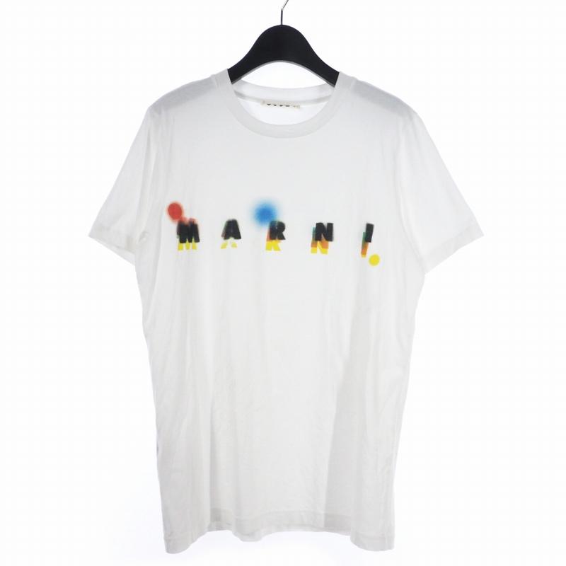 MARNI マルニ ロゴ プリント Tシャツ クルーネック 46 白 ホワイト 