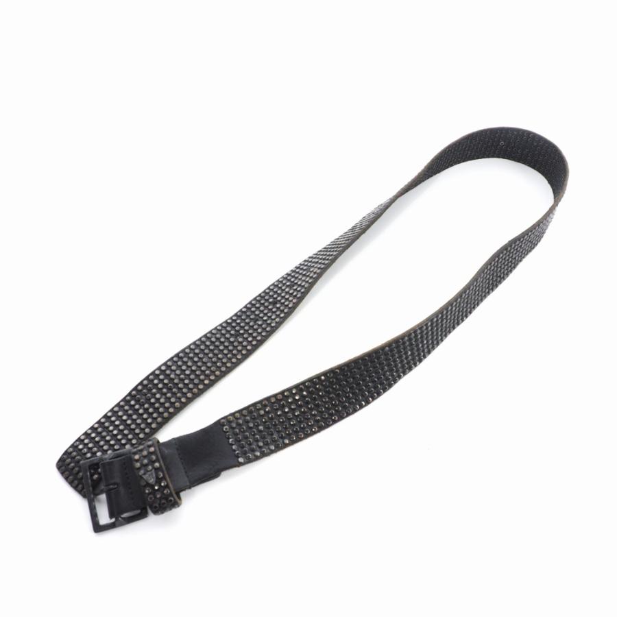 H.T.C. スタッズ付きブラックレザーベルト 34インチ エイチティーシー HTC スタッズ ベルト レザー 85/34 黒