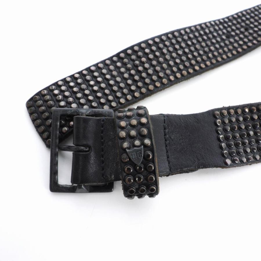 H.T.C. スタッズ付きブラックレザーベルト 34インチ エイチティーシー HTC スタッズ ベルト レザー 85/34 黒
