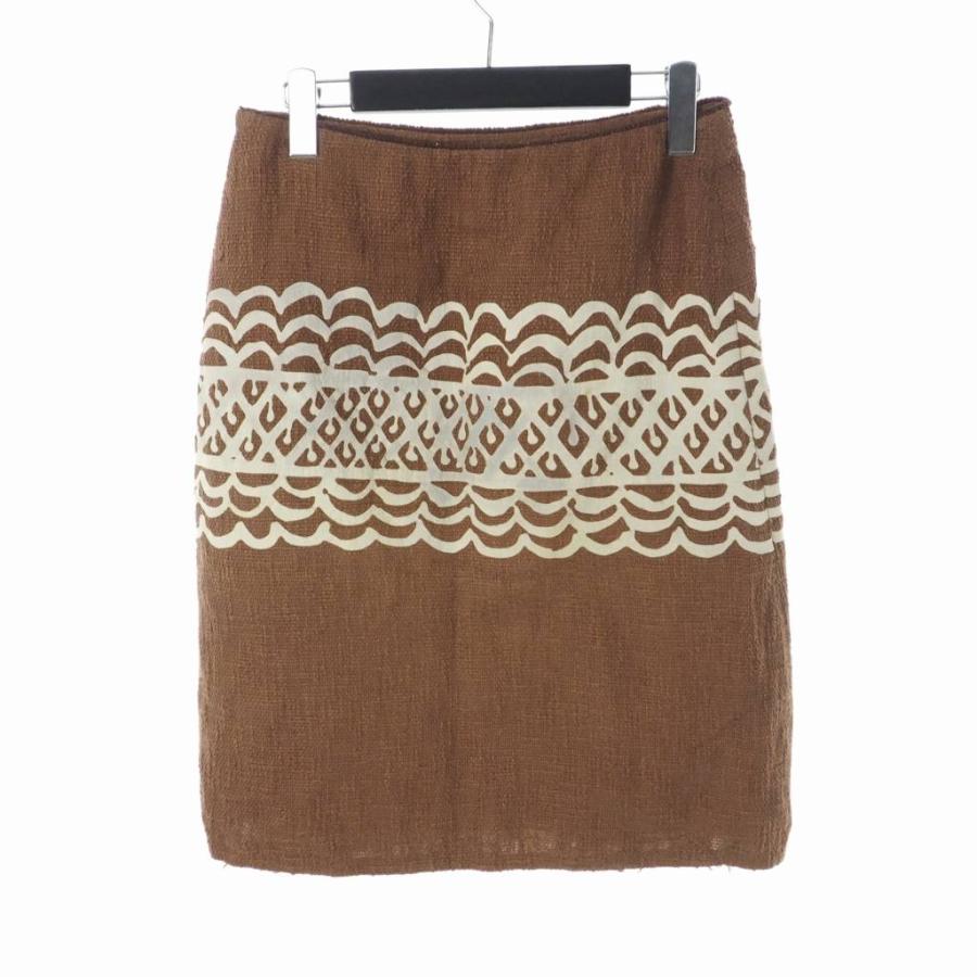 ミナペルホネン スカート レディース リネン混 膝丈 ベージュ ｜その他 