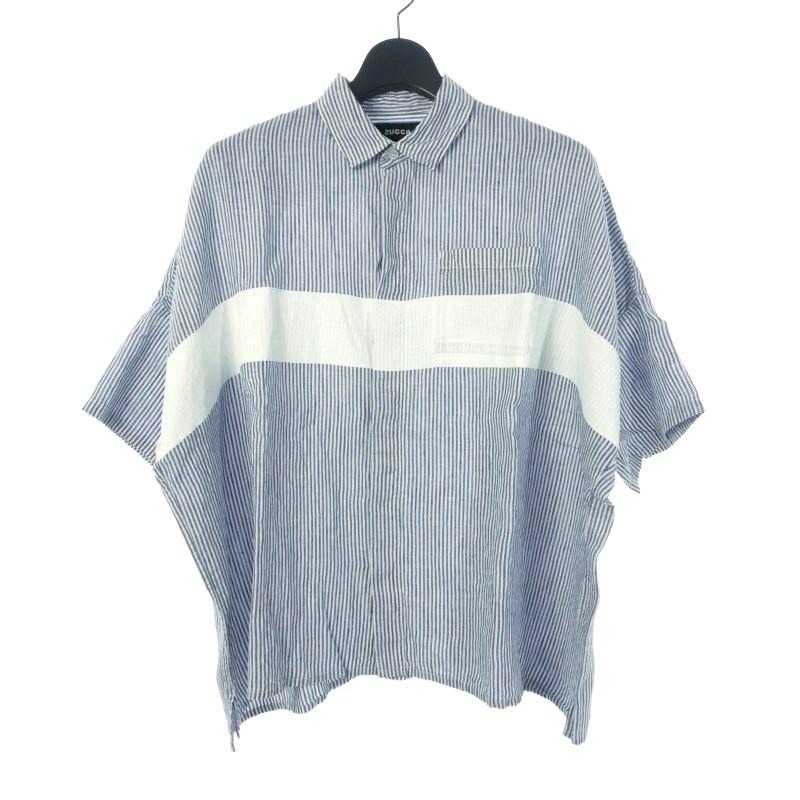 日本製ブランドzucca ズッカ zucca ストライプシャツ オーバーサイズ 半袖 M ブルー