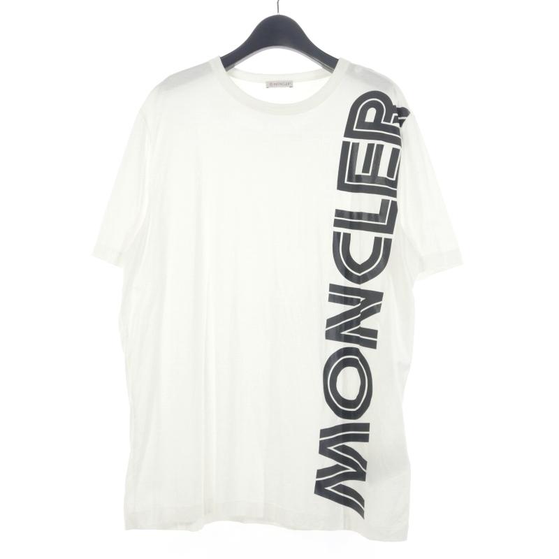 【中古】モンクレール MONCLER クルーネックTシャツ プリントロゴカットソー 半袖 L ホワイト 白 F20918C76010 MONCLER（モンクレール） クルーネックTシャツ プリントロゴカットソー