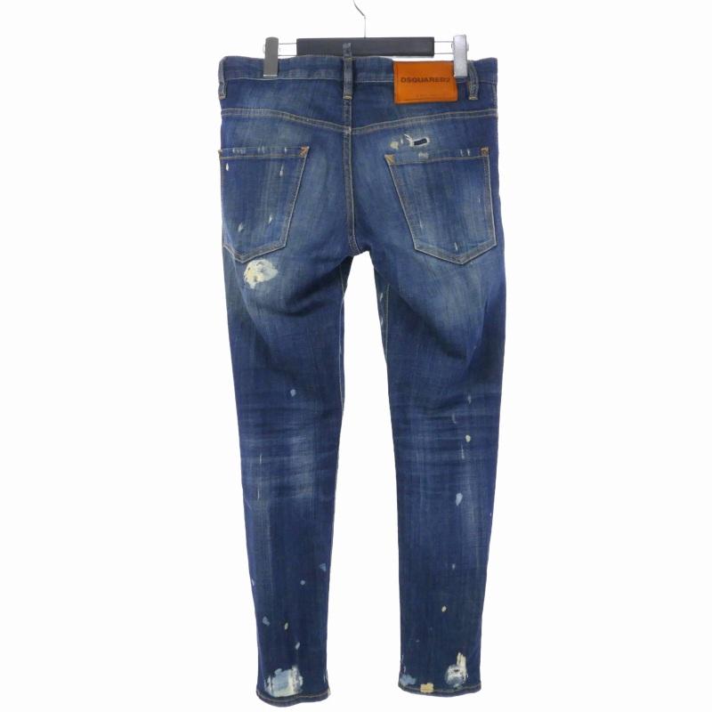 ディースクエアード 　DSQUARED2　スキニーデニム　ダメージ加工 DSQUARED2（ディースクエアード） S74LB1043 Dark Ripped Blue Wash