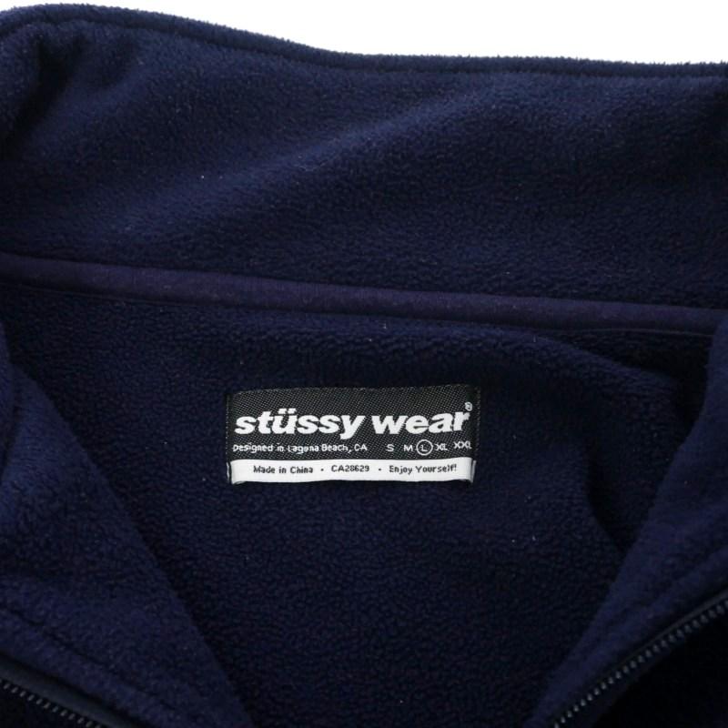【STUSSY】ワンポイント刺繍ロゴハーフジップフリース 希少 STUSSY（ステューシー） ハーフジップ ボーダー フリースジャケット