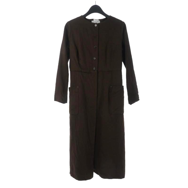 YAECA ヤエカ ロングコート ウール 麻 茶 ブラウン YAECA (ヤエカ) SOUTIEN COLLAR COAT LONG / ステンカラーコートロング