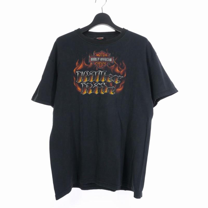 USA製 ハーレーダビッドソン 両面プリント　tシャツ イーグル　フレイム　黒 ハーレーダビッドソン HARLEY DAVIDSON アメリカ製 USA製