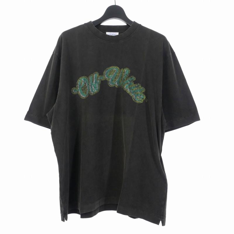オフホワイト OFF WHITE GREEN BACCHUS SKATE Tシャツ 半袖 L 黒