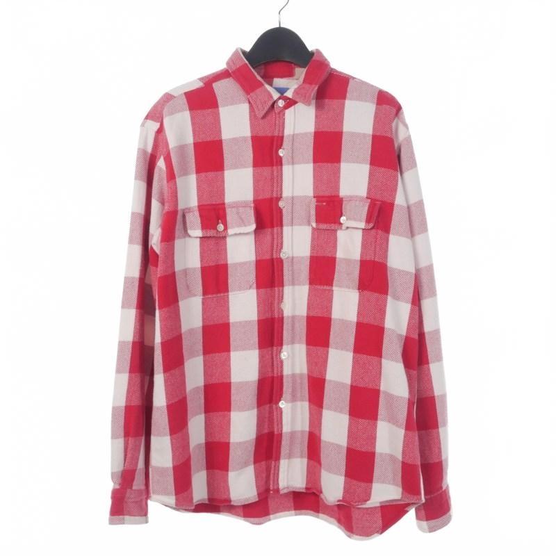 【中古】グッドイナフ GOODENOUGH 90S ブロックチェックシャツ ネルシャツ 長袖 M レッド ホワイト メンズ グッドイナフ GOODENOUGH 90S ブロックチェックシャツ ネルシャツ 長袖