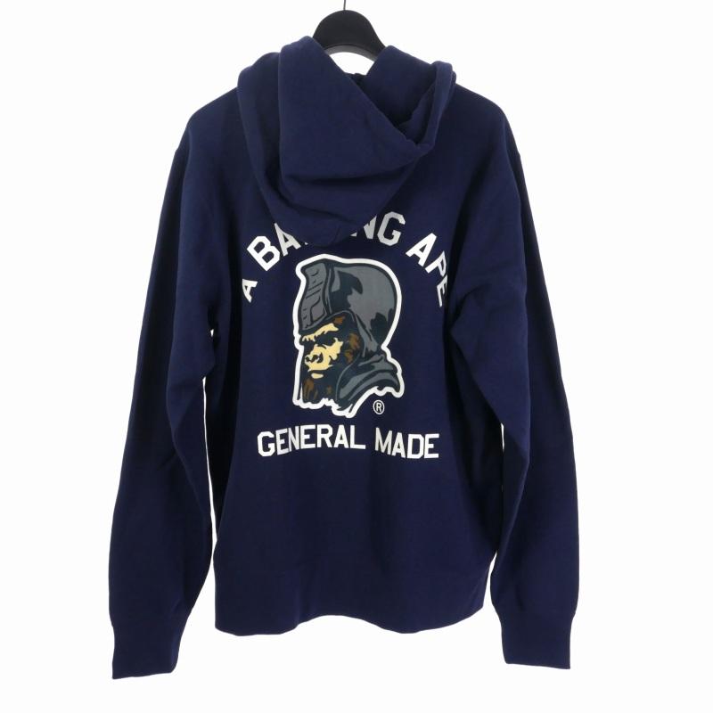 A BATHING APE ジップアップパーカー　紺×黄色の柄　ｍ A BATHING APE ジップアップパーカー 紺×黄色の柄 m A BATHING