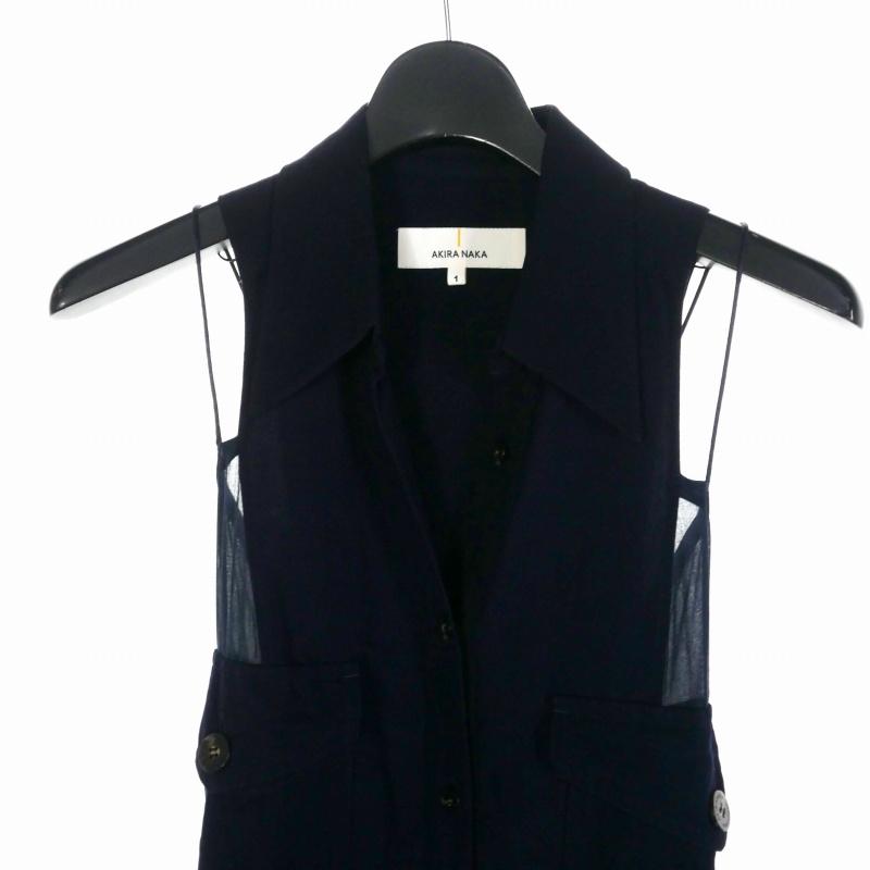 アキラナカ AKIRA NAKA ノースリーブワンピース 1 ネイビー 紺 AS1906
