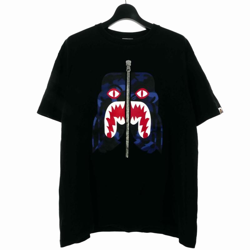 【大人気】アベイシングエイプ APE シャーク ブラック 半袖 Tシャツ 【L】 A BATHING APE（アベイシングエイプ） シャーク Tシャツ 半袖 両面