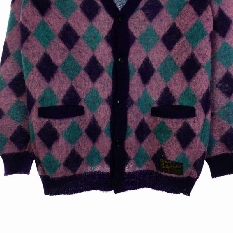 【美品】Mサイズ WACKO MARIA ワコマリア カーディガン 緑 刺繍ロゴ ワコマリア“レオパード柄”モへアニットカーディガン＆ストライプ