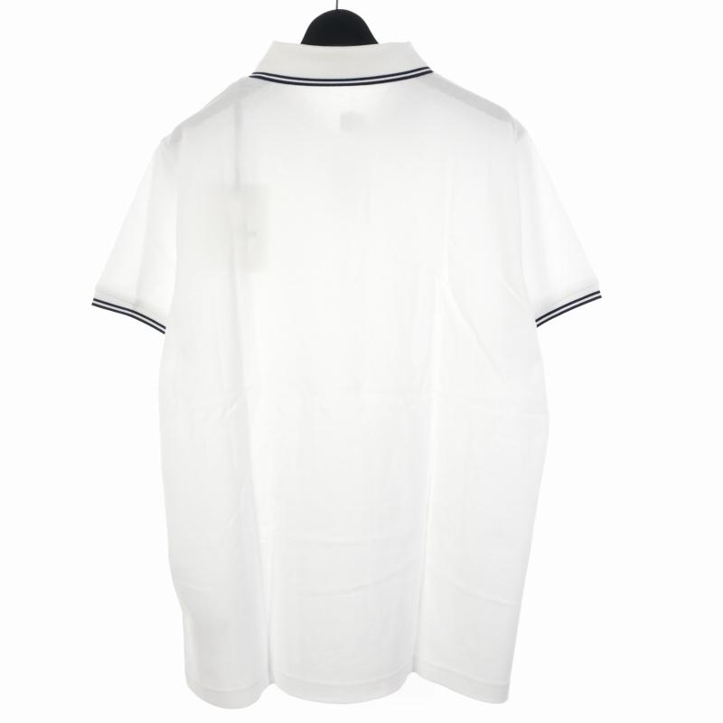 【美品】MONCLER モンクレール　ポロシャツ ホワイト　XXL MONCLER（モンクレール） ポロシャツ 半袖 ワンポイント 刺繍 XXL