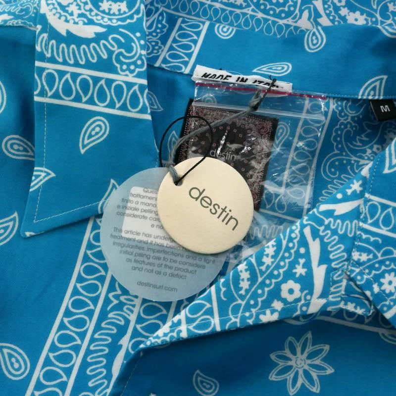 【中古】デスティン destin MALIBU バンダナパッチ オープンカラーシャツ 半袖 M ブルー メンズ デスティン destin MALIBU バンダナパッチ オープンカラーシャツ 半袖