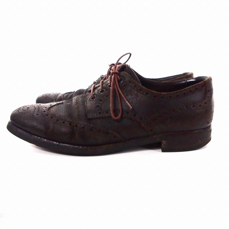 PRADA（プラダ） ウィングチップ レザーシューズ 靴 7.5 ブラウン 茶 1