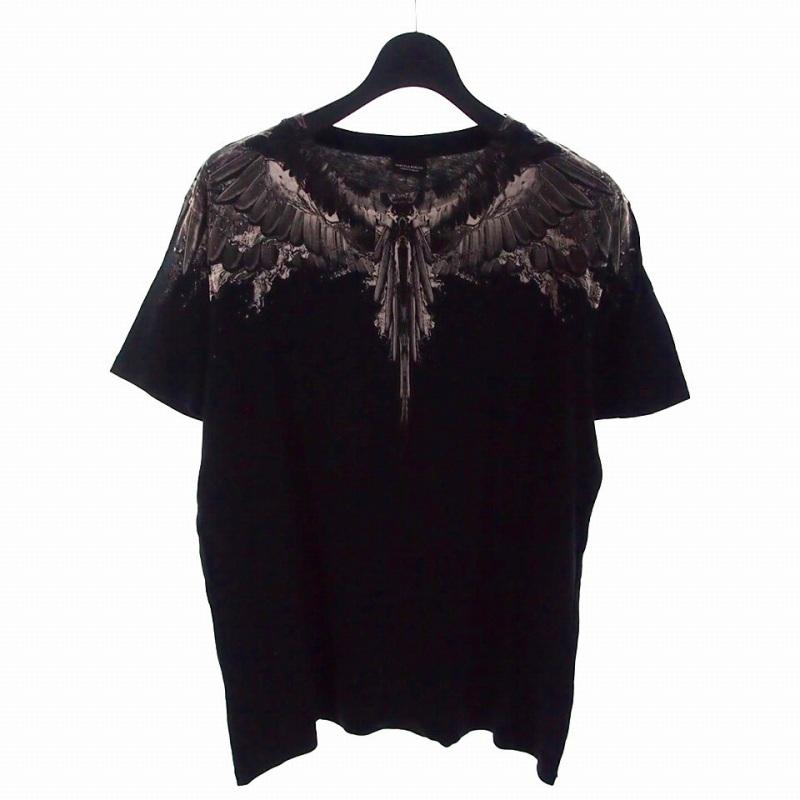 MARCELO BURLON Tシャツ　フェザー　ペイント　ブラック　L 美品 マルセロバーロン マルセロブロン MARCELO BURLON フェザー Tシャツ