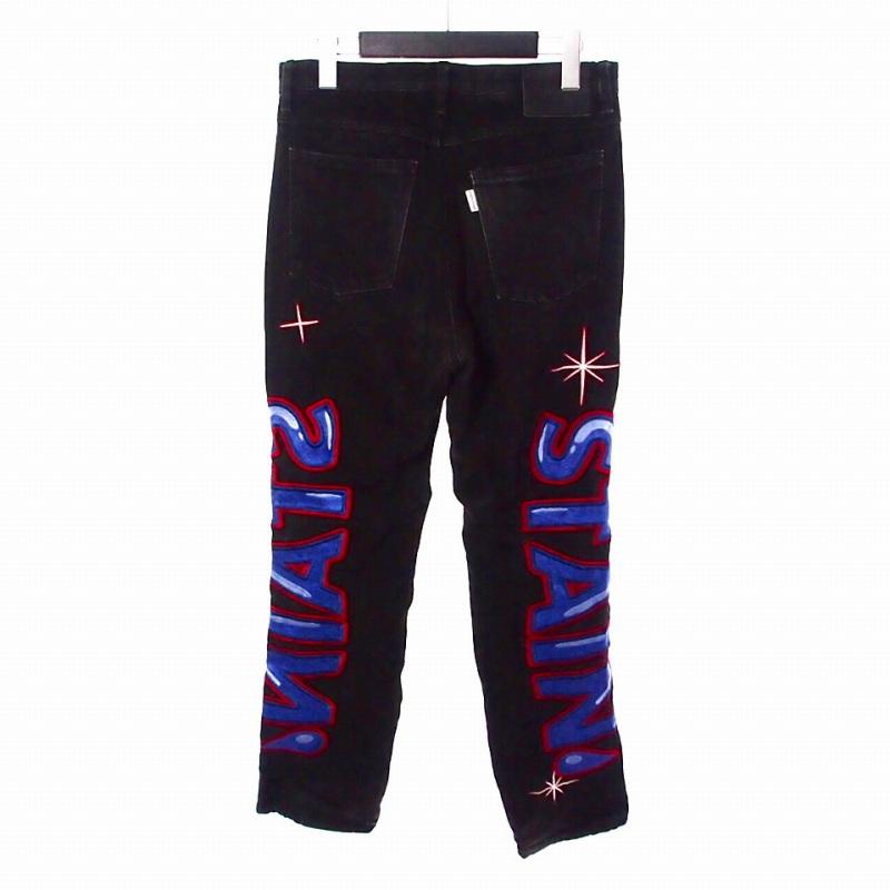 【中古】パープルステイン PURPLE STAIN Spray Logo Denim Pants デニムパンツ ジーンズ 2 ブラック 黒 メンズ パープルステイン PURPLE STAIN Spray Logo Denim Pants デニムパンツ