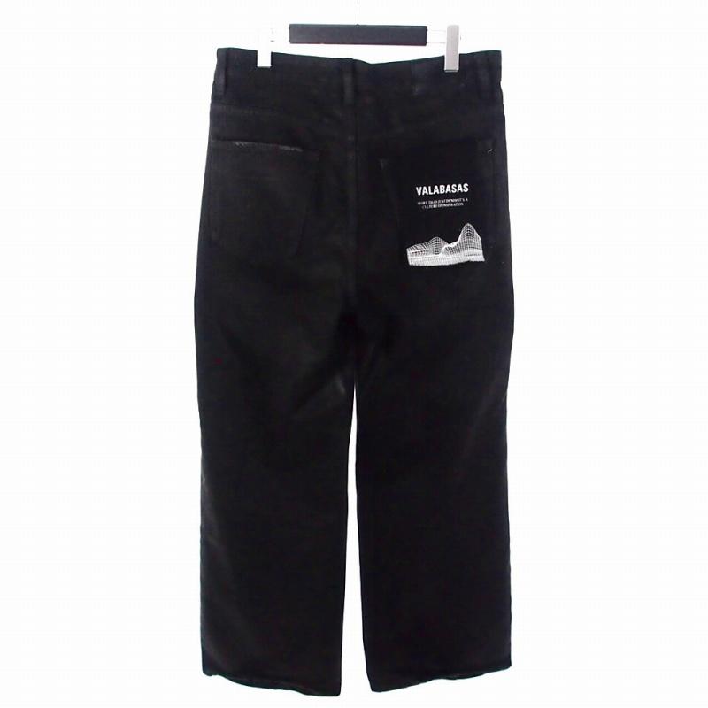 バラバサス VALABASAS コーティング加工 ワイドデニム ジーンズ パンツ