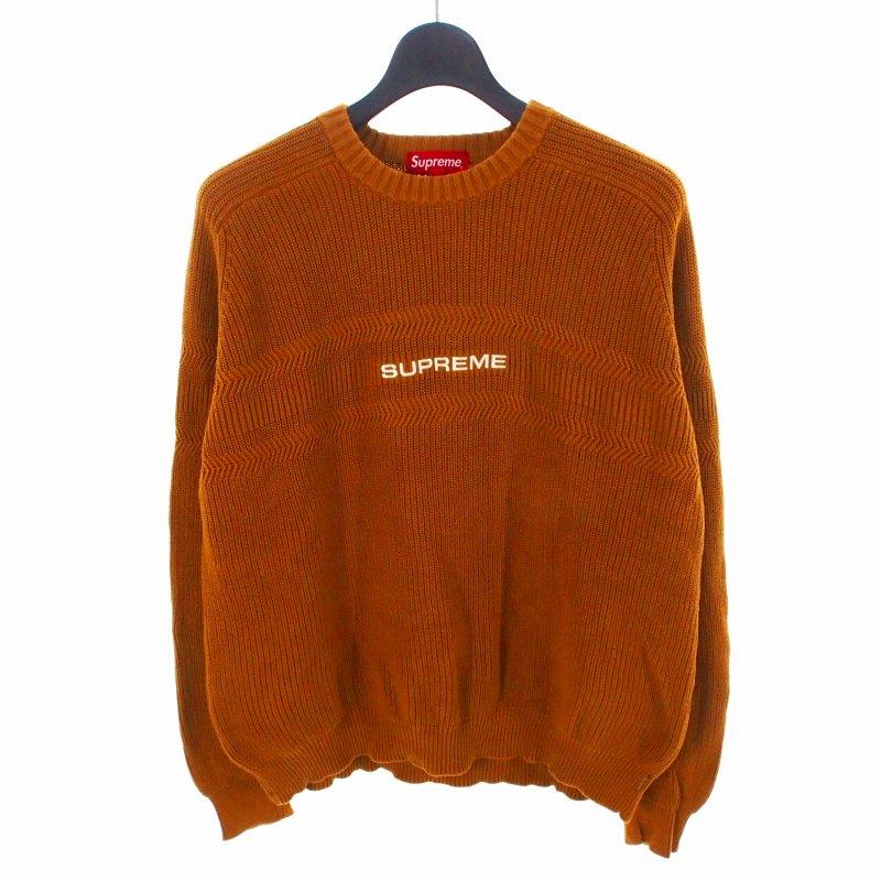 【中古】シュプリーム SUPREME 18SS Supreme Chest Stripe Raglan Sweater ニット セーター L ブラウン 茶 メンズ Supreme（シュプリーム） SUPREME 18SS Supreme Chest Stripe Raglan