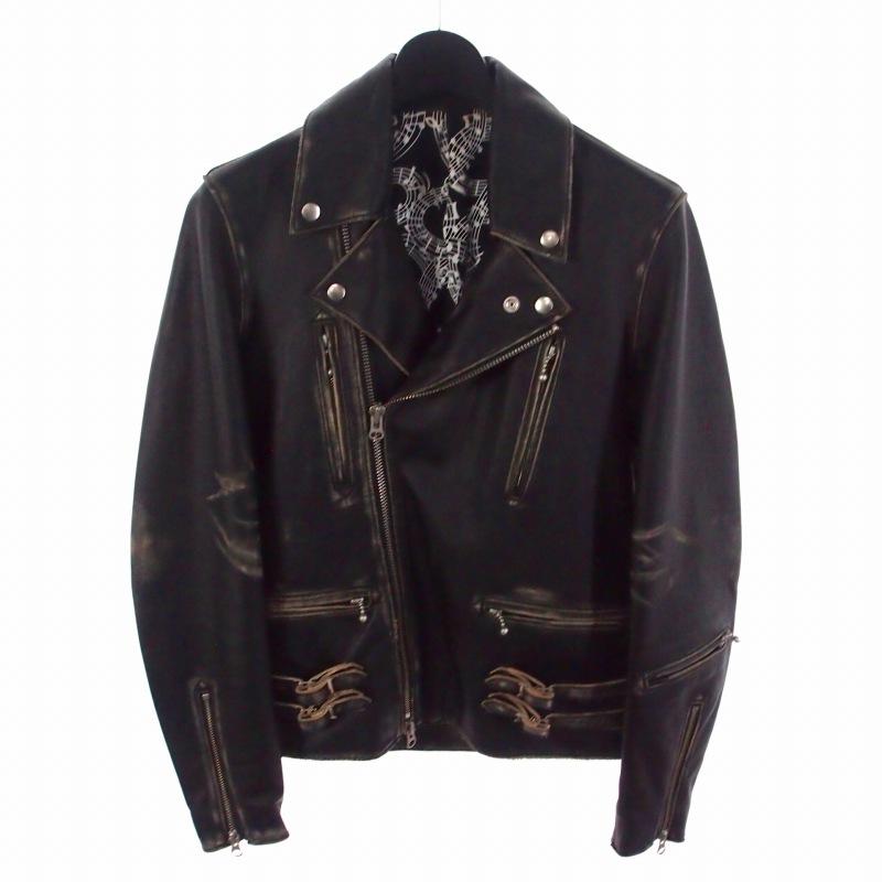 ナンバーナイン　ロックアイドル期　レザー　ブルゾン　サイズ2 NUMBER(N)INE レザーライダースジャケット 黒 ブラック 2