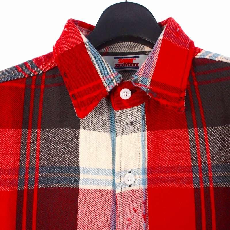 【中古】未使用品 セントマイケル SAINTMICHAEL FLANNEL SHIRT チェックシャツ 長袖 L マルチカラー SM-HR1-0000-043 メンズ 未使用品 セントマイケル SAINTMICHAEL FLANNEL SHIRT チェックシャツ