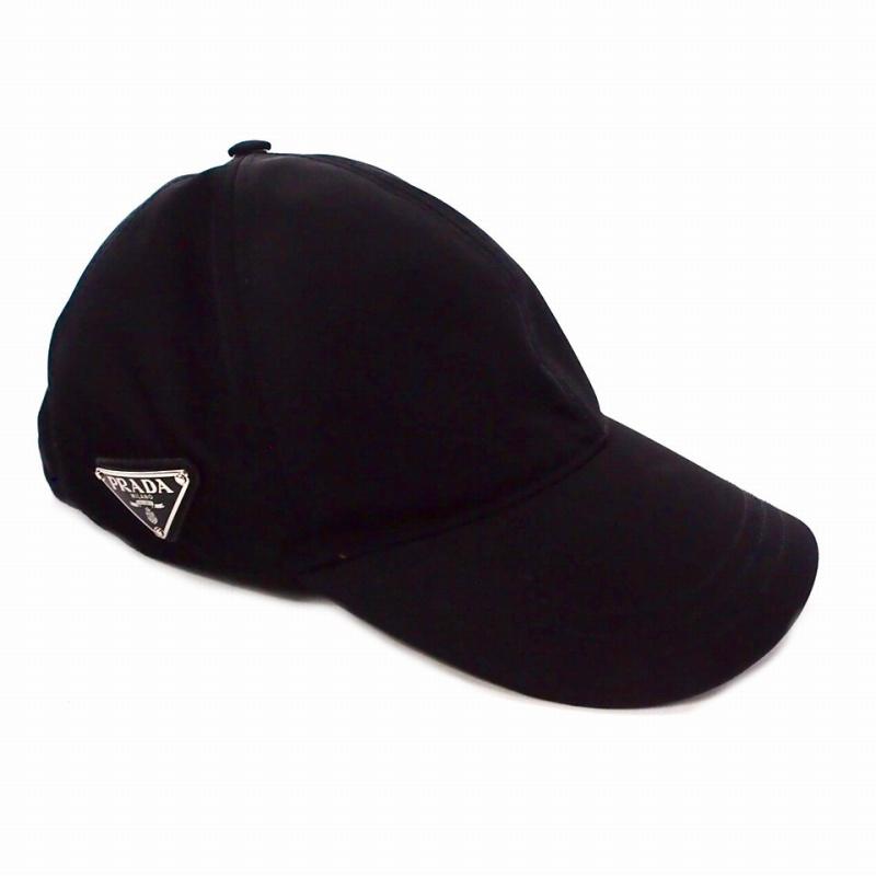 プラダ　ナイロン　キャップ PRADA（プラダ） ロゴ ナイロンキャップ 帽子 L ブラック 黒 メンズ
